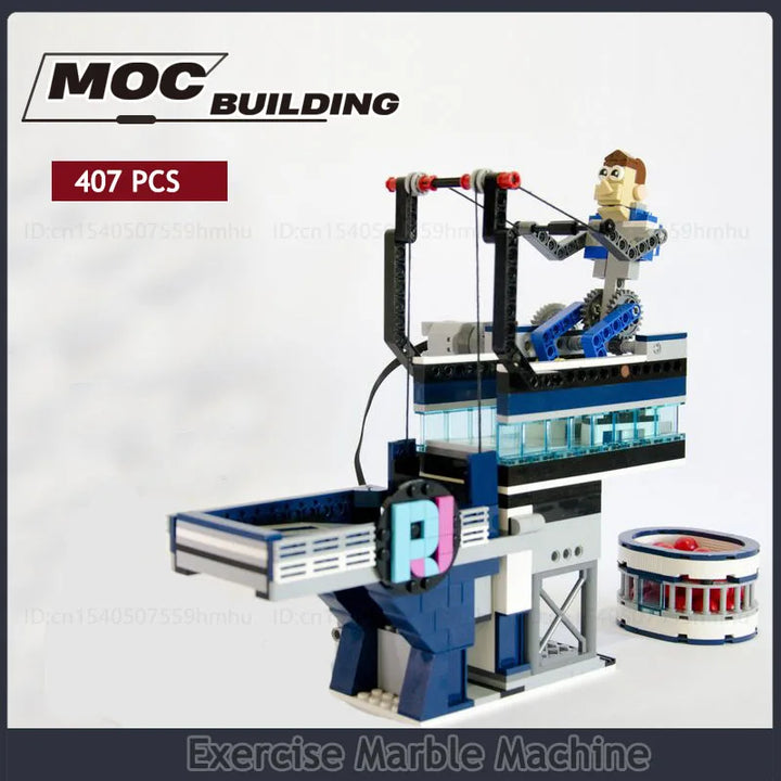 Exercise Marble Machine GBC MOC Building Block Set featuring a motorized marble run with intricate mechanics, perfect for science enthusiasts and puzzle lovers, ideal as an educational and creative gift.