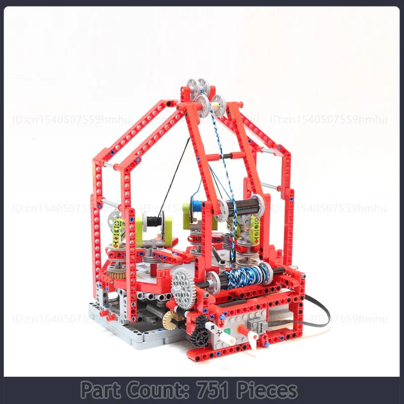 GBC 5 Reels Braiding Machine MOC Building Blocks featuring a functional braiding mechanism, ideal for technology enthusiasts and puzzle collectors.