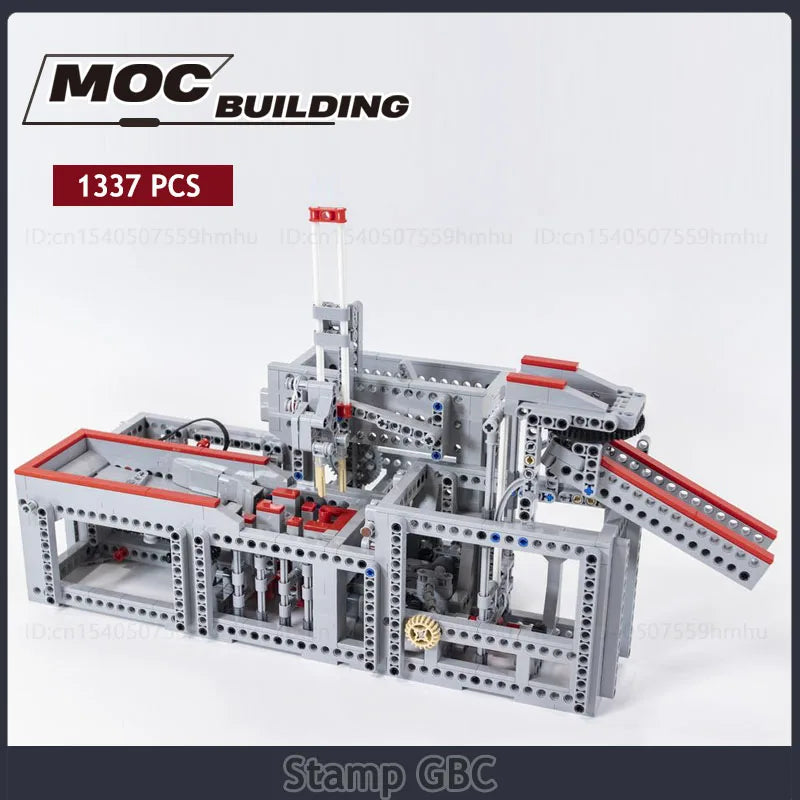  GBC Ball MOC Stamp Motor Building Block featuring a dynamic stamp mechanism, ideal for technology enthusiasts and puzzle lovers, perfect as a creative gift for the holidays.