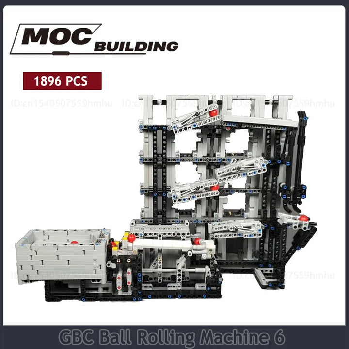 GBC Ball Rolling Machine 6 MOC Building Blocks Set featuring a sophisticated rolling machine mechanism, ideal for science enthusiasts and DIY builders.