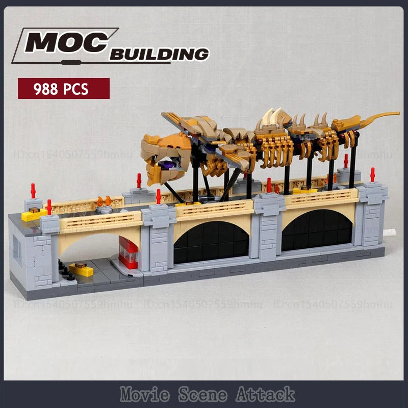 GBC Dinosaur Skeleton Display Building Blocks Set featuring a detailed dinosaur skeleton model on a museum-style base, perfect for dinosaur enthusiasts and STEM education.