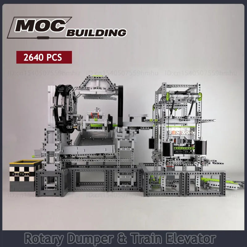 GBC MOC Rotary Dumper and Train Elevator Building Block Set featuring a motorized system for dumping and elevating, perfect for creative and educational building.