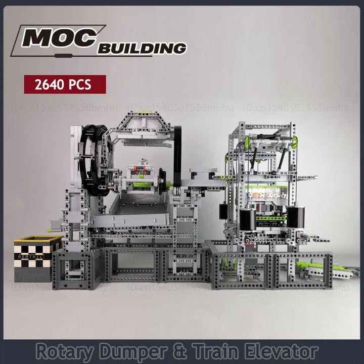 GBC MOC Rotary Dumper and Train Elevator Building Block Set featuring a motorized system for dumping and elevating, perfect for creative and educational building.
