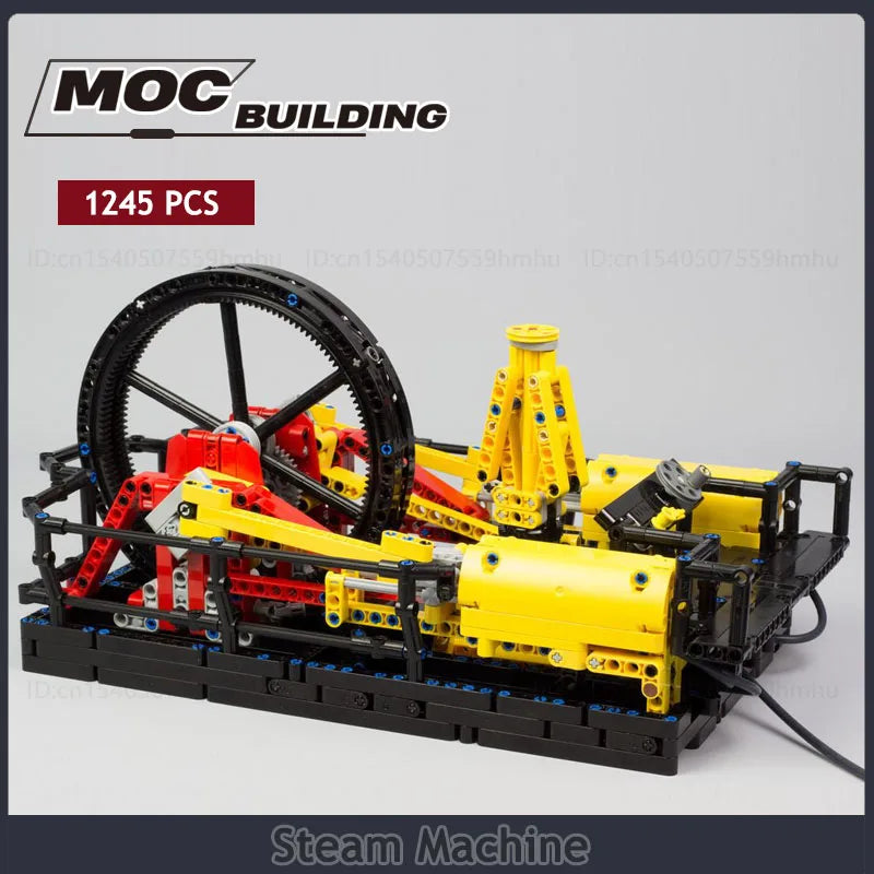 GBC MOC Steam Machine Building Block Set featuring a detailed and functional steam engine model, perfect for technology enthusiasts and creative builders.