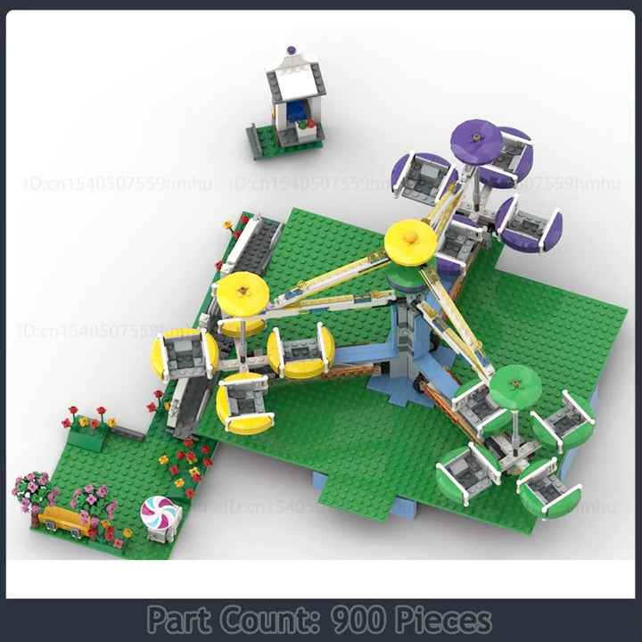 GBC Module Fairground Mixer Ferris Wheel MOC Model Building Blocks Set featuring a detailed Ferris wheel with motorized movement, ideal for collectors and creative builders.