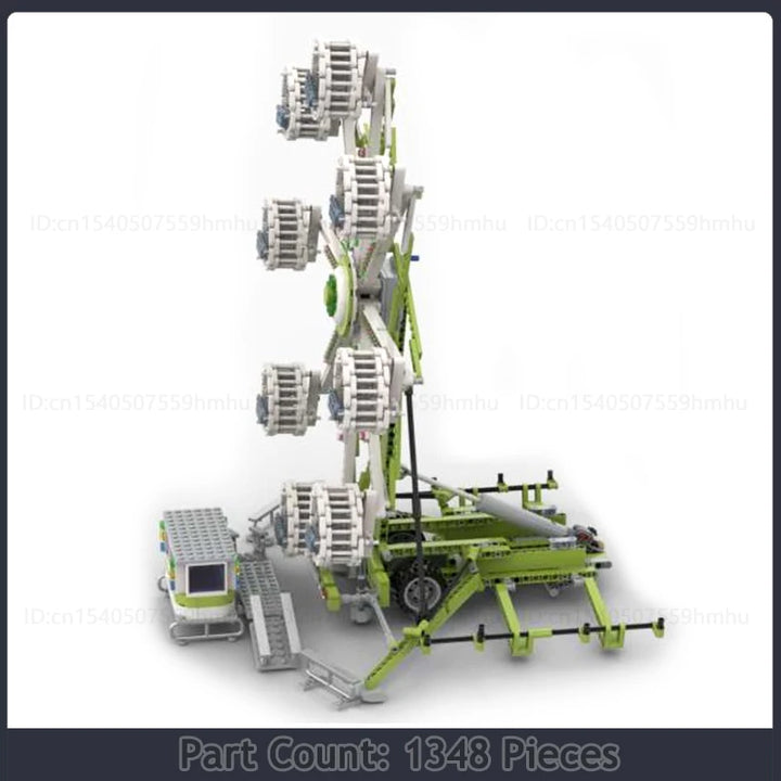 GBC Module Fairground Rock-O-Plane Ride MOC Model Building Blocks Set featuring a motorized rotating ride with dynamic movement, perfect for collectors and creative builders.