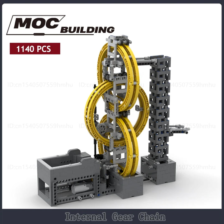 GBC Module Creative Internal Gear Chain MOC Building Blocks Set featuring an innovative gear chain mechanism, perfect for technology enthusiasts and creative builders.