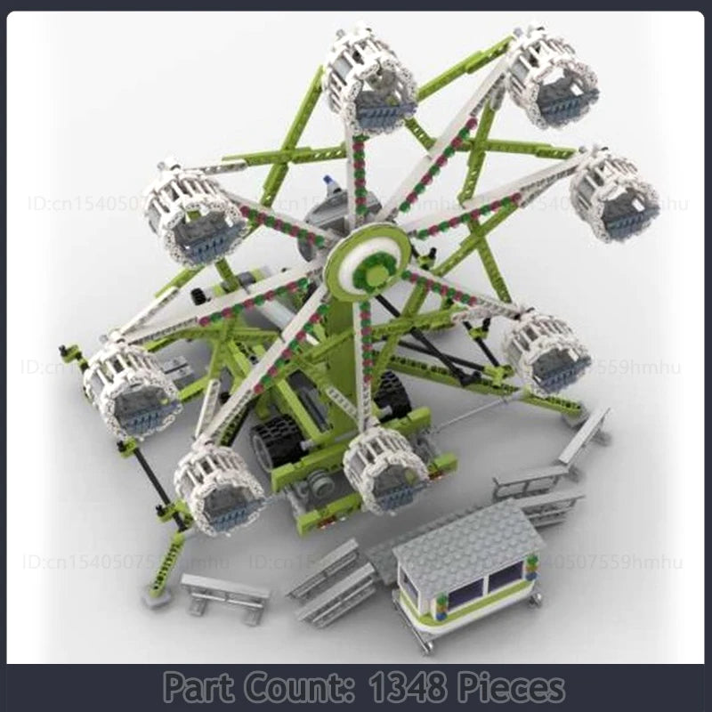 GBC Module Fairground Rock-O-Plane Ride MOC Model Building Blocks Set featuring a motorized rotating ride with dynamic movement, perfect for collectors and creative builders.