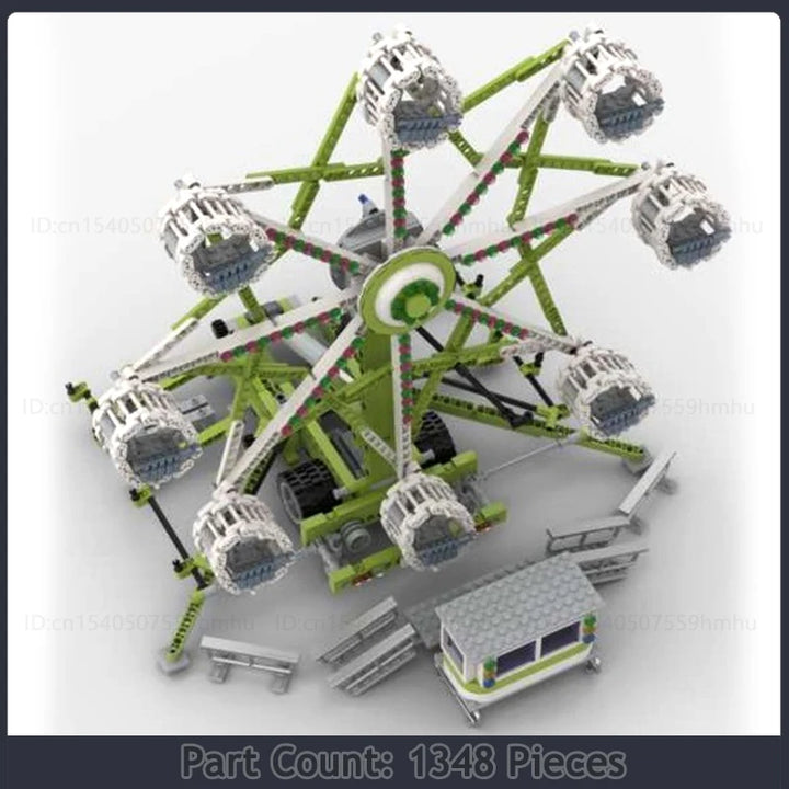 GBC Module Fairground Rock-O-Plane Ride MOC Model Building Blocks Set featuring a motorized rotating ride with dynamic movement, perfect for collectors and creative builders.