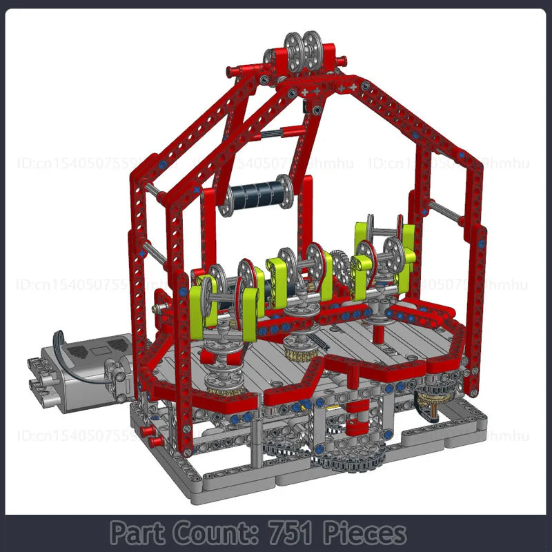 GBC 5 Reels Braiding Machine MOC Building Blocks featuring a functional braiding mechanism, ideal for technology enthusiasts and puzzle collectors.
