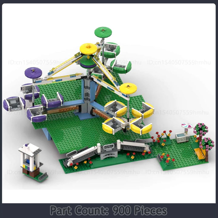 GBC Module Fairground Mixer Ferris Wheel MOC Model Building Blocks Set featuring a detailed Ferris wheel with motorized movement, ideal for collectors and creative builders.