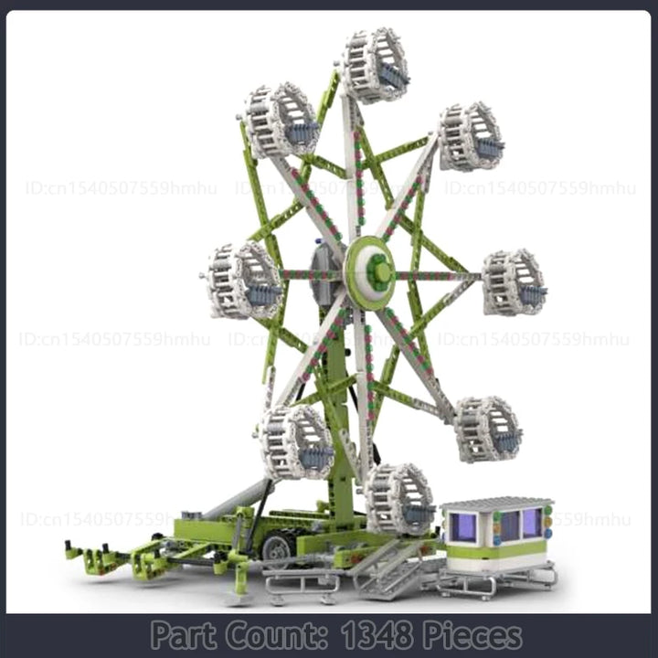 GBC Module Fairground Rock-O-Plane Ride MOC Model Building Blocks Set featuring a motorized rotating ride with dynamic movement, perfect for collectors and creative builders.