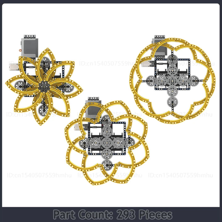 GBC Module Hoberman Mechanism Sculpture Model MOC Building Blocks Set featuring a motorized expanding and contracting structure, perfect for technology enthusiasts and creative builders.