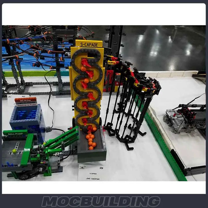 GBC Module MOC Building Blocks Great Ball Contraption S-Capade featuring a dynamic and interactive ball-moving mechanism, perfect for technology enthusiasts and educational play.