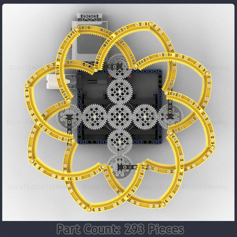 GBC Module Hoberman Mechanism Sculpture Model MOC Building Blocks Set featuring a motorized expanding and contracting structure, perfect for technology enthusiasts and creative builders.