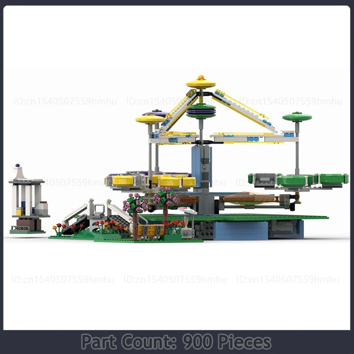 GBC Module Fairground Mixer Ferris Wheel MOC Model Building Blocks Set featuring a detailed Ferris wheel with motorized movement, ideal for collectors and creative builders.