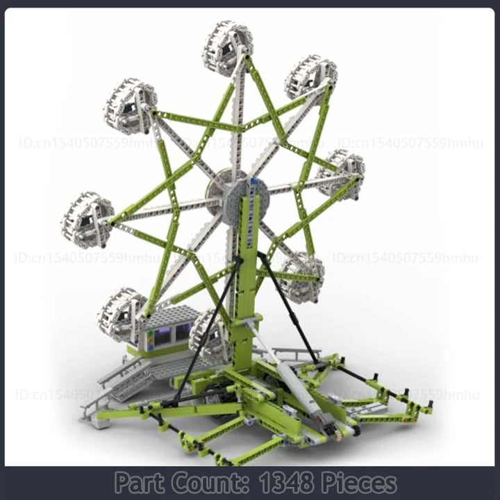 GBC Module Fairground Rock-O-Plane Ride MOC Model Building Blocks Set featuring a motorized rotating ride with dynamic movement, perfect for collectors and creative builders.