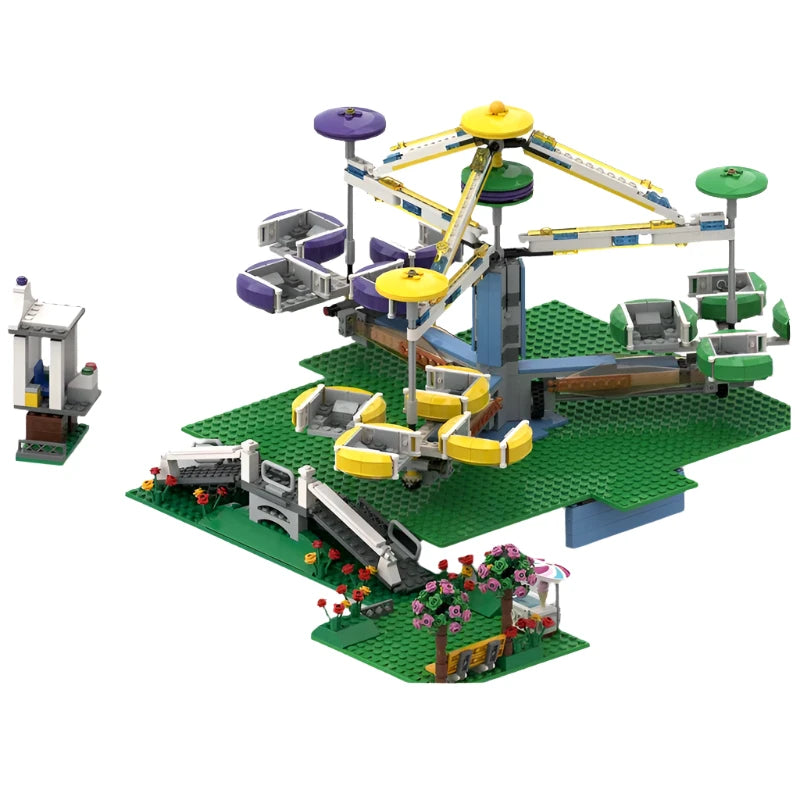 GBC Module Fairground Mixer Ferris Wheel MOC Model Building Blocks Set featuring a detailed Ferris wheel with motorized movement, ideal for collectors and creative builders.