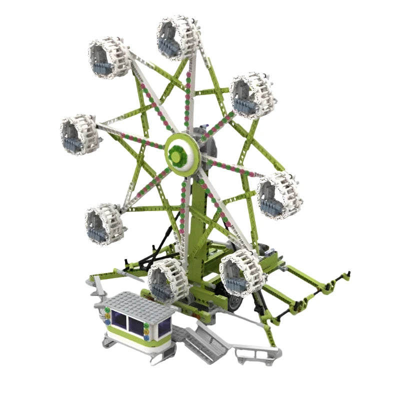 GBC Module Fairground Rock-O-Plane Ride MOC Model Building Blocks Set featuring a motorized rotating ride with dynamic movement, perfect for collectors and creative builders.