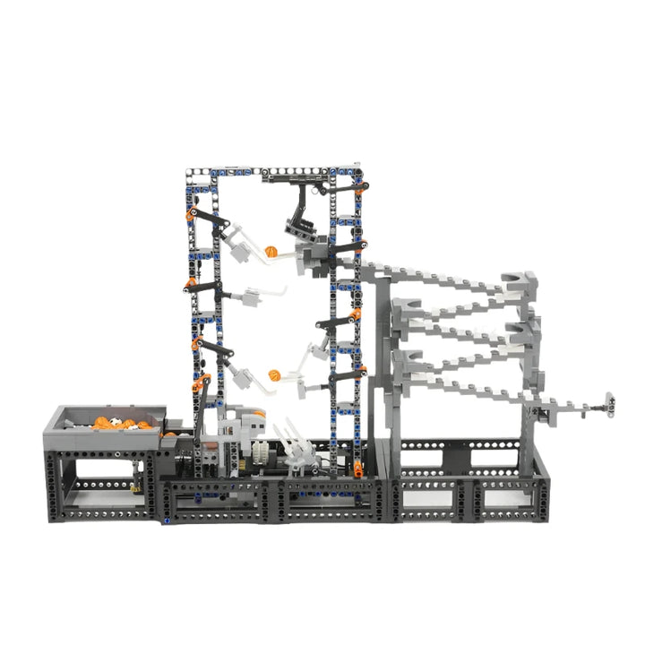 GBC Module MOC Building Blocks Hockey Stick Lift featuring a unique ball-lifting mechanism designed with motor technology, perfect for creative builders and STEM enthusiasts.
