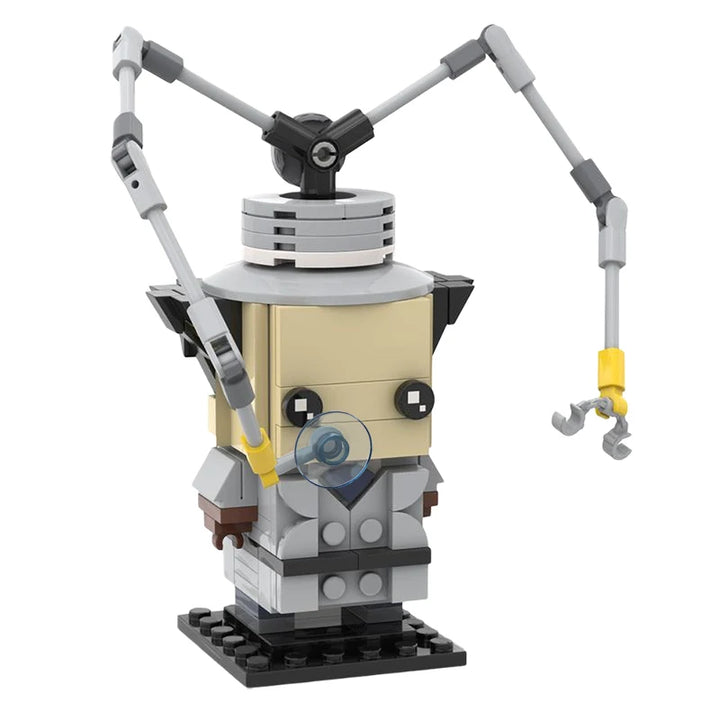 MOC Brickheadz Inspector Assemble Blocks featuring a detailed inspector character with a hat, magnifying glass, and trench coat, made from 140 pieces, perfect for fans of detective stories and building block enthusiasts.