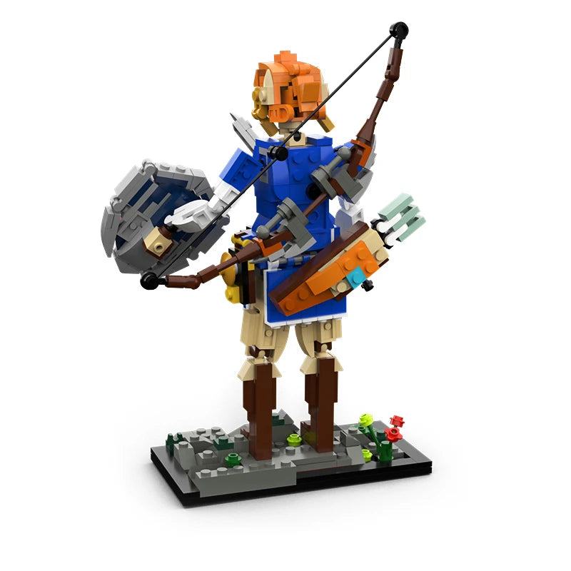 MOC Cartoon Character Link Game Breath of The Wild Action Figure Building Block Assemble Brick Part Kid DIY Toy Collectible Gift