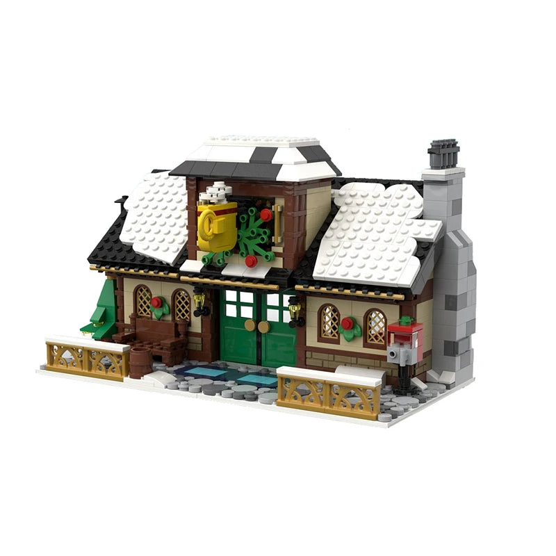 MOC Christmas Series Winter Country Building Blocks featuring snowy landscapes, cozy cottages, and festive decorations