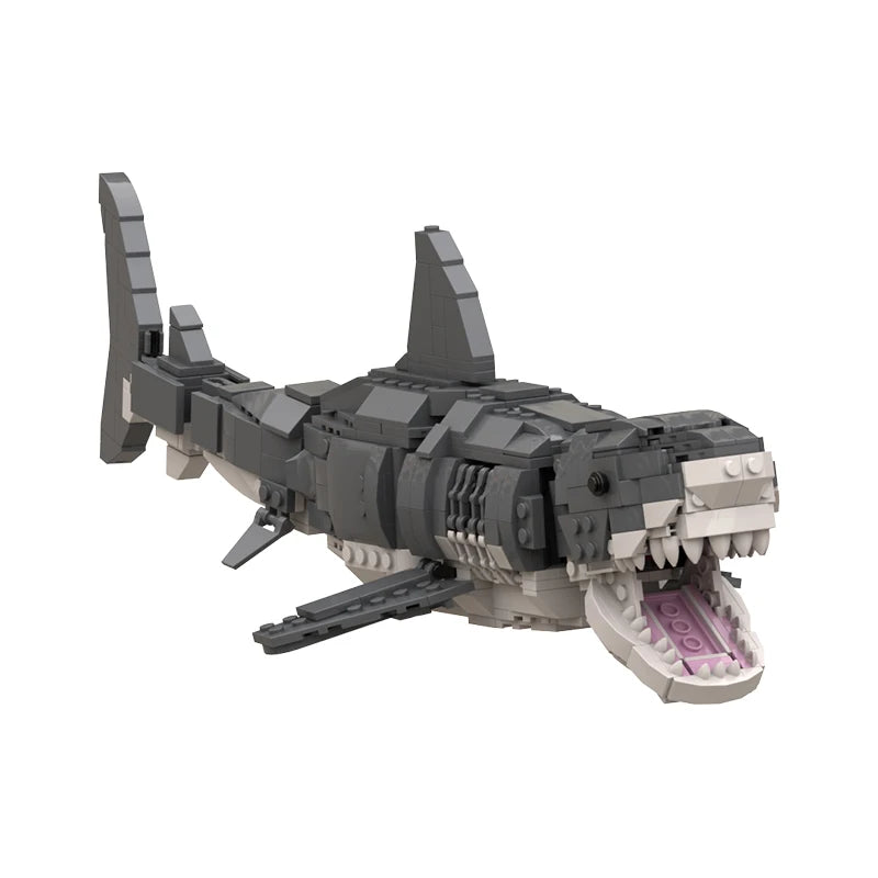 MOC Marine Animal Overlord Jaw Fish Model Set featuring a detailed Serrated Jaw Fish, ideal for children's creativity and marine life enthusiasts.