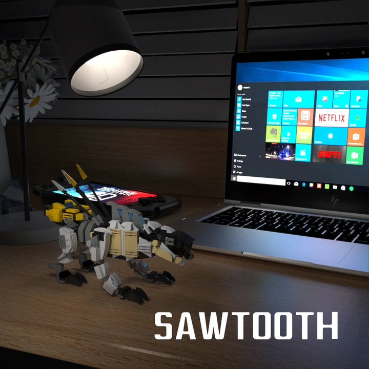 MOC Mini Horizon Gizamon Dawn Mechanical Tooth Monster Building Block Set featuring a detailed and fierce mechanical beast, perfect for DIY enthusiasts, collectors, and creative play