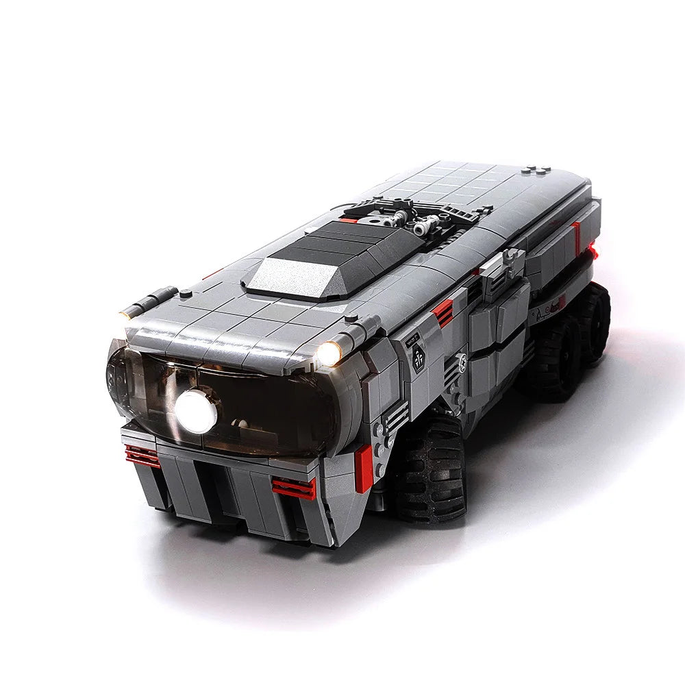 MOC Space Expedition Car Building Block Set featuring a detailed soldiers transport car model, perfect for space enthusiasts, STEM learning, and imaginative play.