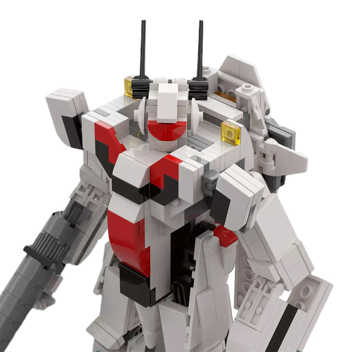 MOC Super Dimension Fortress Female Warrior Prototype Building Blocks Set featuring a detailed Variable Fighter and Space Fortress, perfect for kids and sci-fi fans.