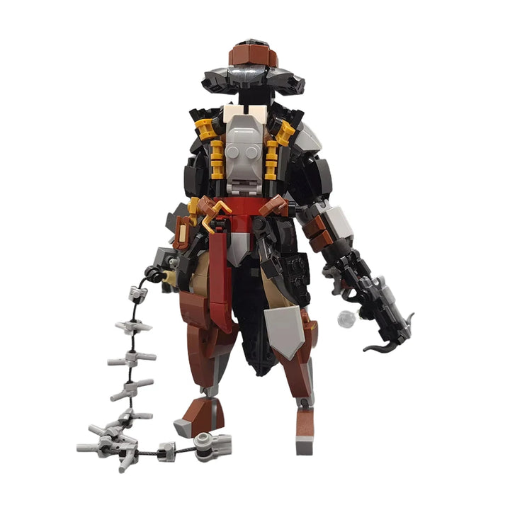 MOC Wizard-Warrior Brick Diligent God-Level Mech Suit Building Blocks Set featuring a powerful and detailed mech suit, perfect for kids and fantasy fans.