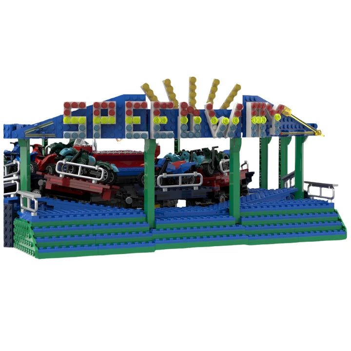 MOC Building Blocks Fairground Speedway GBC Module Motor Machine Technology Bricks Collection Toy for Creative Minds and Xmas Gifts