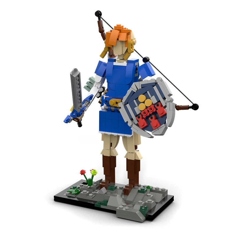 MOC Cartoon Character Link Game Breath of The Wild Action Figure Building Block Assemble Brick Part Kid DIY Toy Collectible Gift