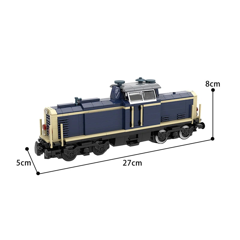 MOC Classic Diesel Locomotive Building Block Set featuring a detailed and authentic model of a vintage diesel locomotive, perfect for train enthusiasts, collectors, and creative play