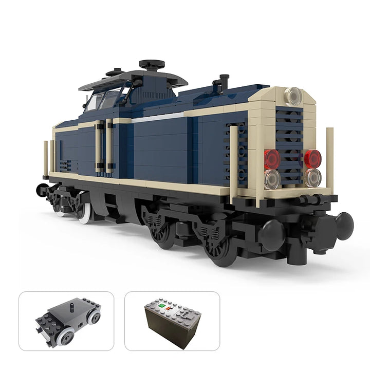 MOC Classic Diesel Locomotive Building Block Set featuring a detailed and authentic model of a vintage diesel locomotive, perfect for train enthusiasts, collectors, and creative play