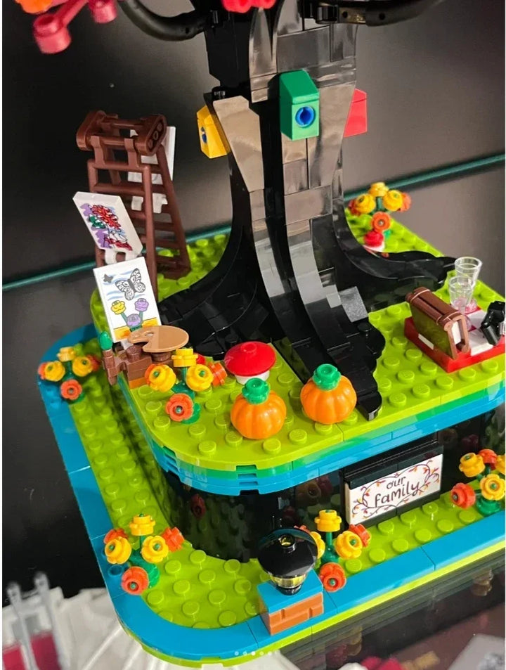 MOC Family Tree Building Block Set featuring a detailed and vibrant tree with personalized elements representing family bonds, ideal for celebrating heritage and creating lasting memories.