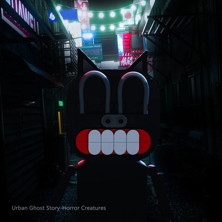 MOC Horror Game Monster Terrorist Brickheadz Robot Building Block Set featuring a detailed, interactive robot model, perfect for children's birthday gifts and DIY play.