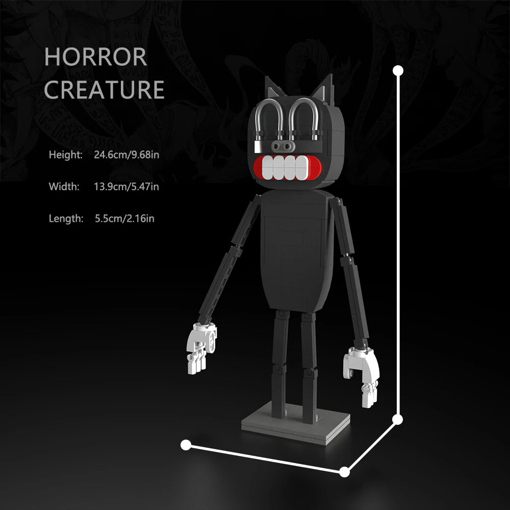 MOC Horror Game Monster Terrorist Brickheadz Robot Building Block Set featuring a detailed, interactive robot model, perfect for children's birthday gifts and DIY play.