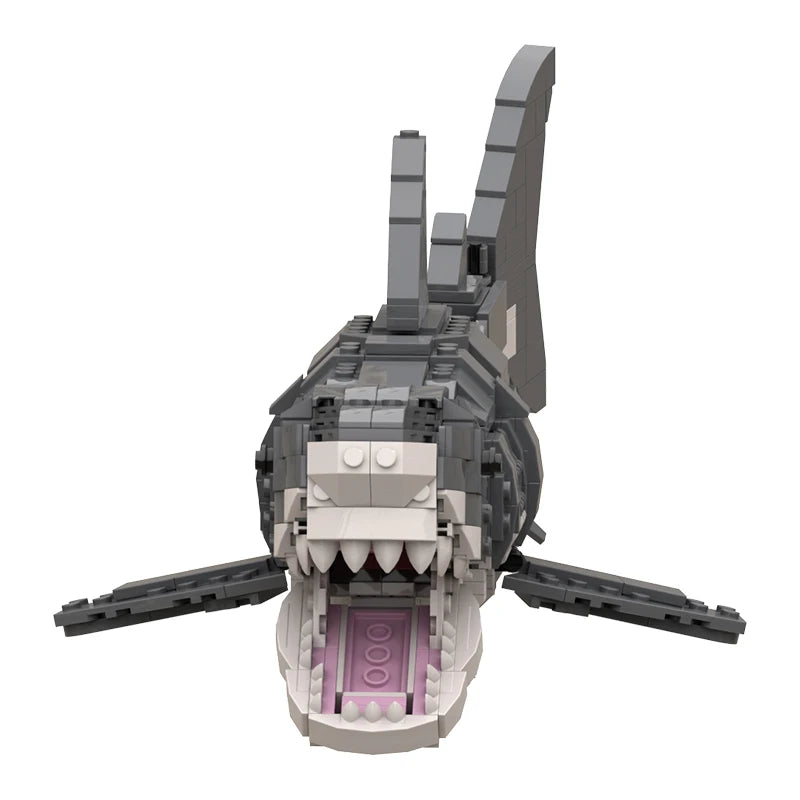 MOC Marine Animal Overlord Jaw Fish Model Set featuring a detailed Serrated Jaw Fish, ideal for children's creativity and marine life enthusiasts.