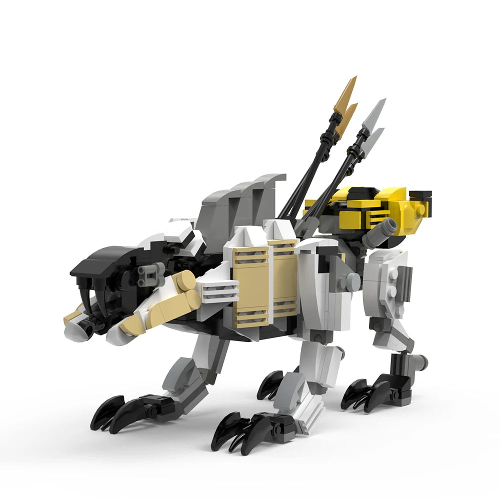 MOC Mini Horizon Gizamon Dawn Mechanical Tooth Monster Building Block Set featuring a detailed and fierce mechanical beast, perfect for DIY enthusiasts, collectors, and creative play