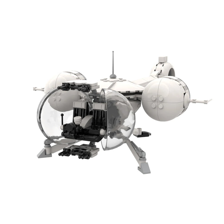MOC Oblivioned Sky Bubble Ship Building Block Set inspired by the futuristic spaceship from Oblivion, featuring a sleek and detailed design, perfect for sci-fi enthusiasts, collectors, and young builders.