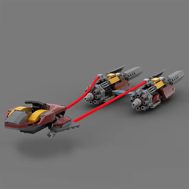 MOC Super Speed Airship Building Block Set featuring a sleek and futuristic high-tech speed vehicle, perfect for sci-fi fans, collectors, and creative play.