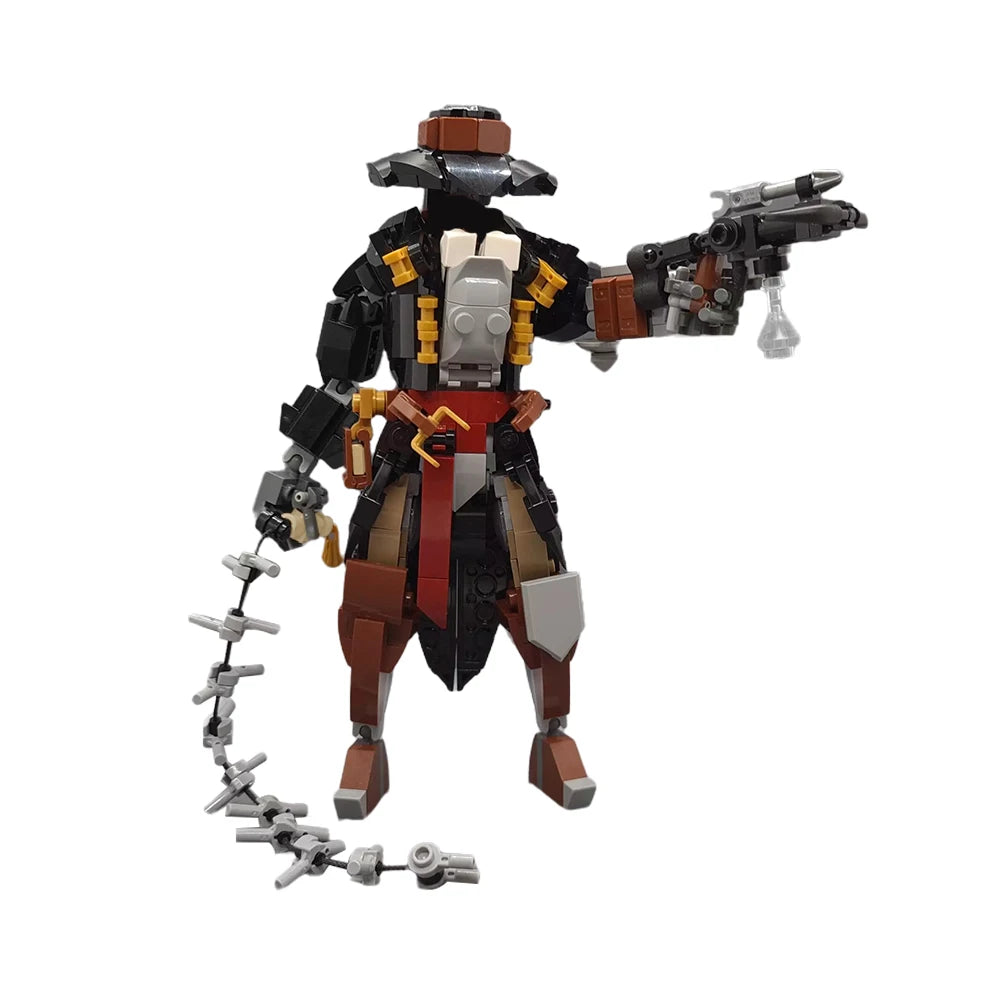 MOC Wizard-Warrior Brick Diligent God-Level Mech Suit Building Blocks Set featuring a powerful and detailed mech suit, perfect for kids and fantasy fans.