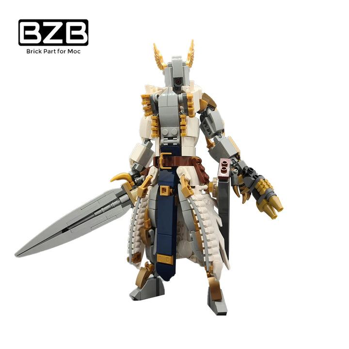 MOC Wizard-Warrior Brick Diligent God-Level Mech Suit Building Blocks Set featuring a powerful and detailed mech suit, perfect for kids and fantasy fans.