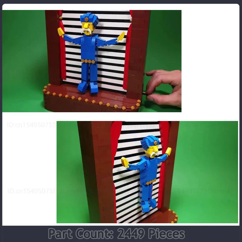 Magician's Performance MOC Building Block Levitation Model featuring a detailed magician, levitation effect, and vibrant colors, perfect for creative science and technology play for children and adults