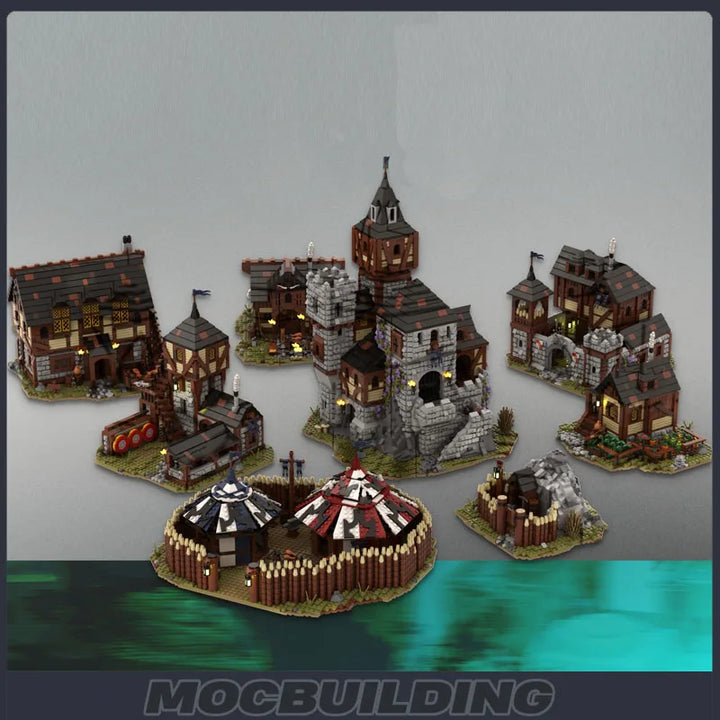 Ultimate Medieval Fortress Village Building Block Model featuring a detailed medieval castle and village, perfect for collectors, history enthusiasts, and creative builders.