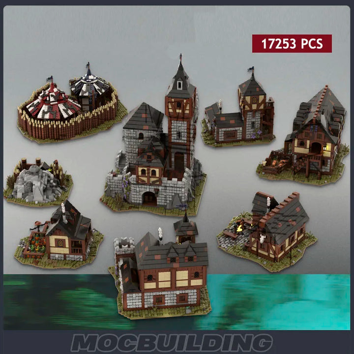 Ultimate Medieval Fortress Village Building Block Model featuring a detailed medieval castle and village, perfect for collectors, history enthusiasts, and creative builders.