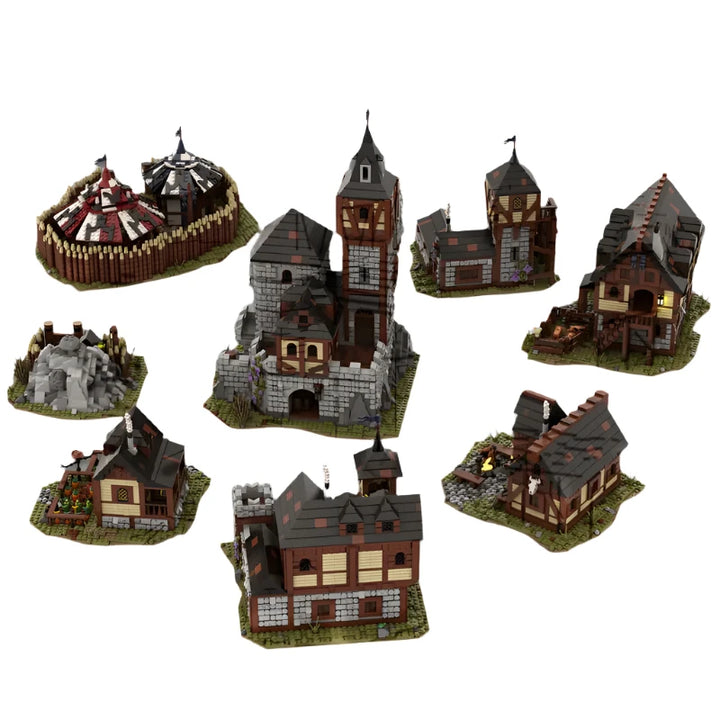 Ultimate Medieval Fortress Village Building Block Model featuring a detailed medieval castle and village, perfect for collectors, history enthusiasts, and creative builders.