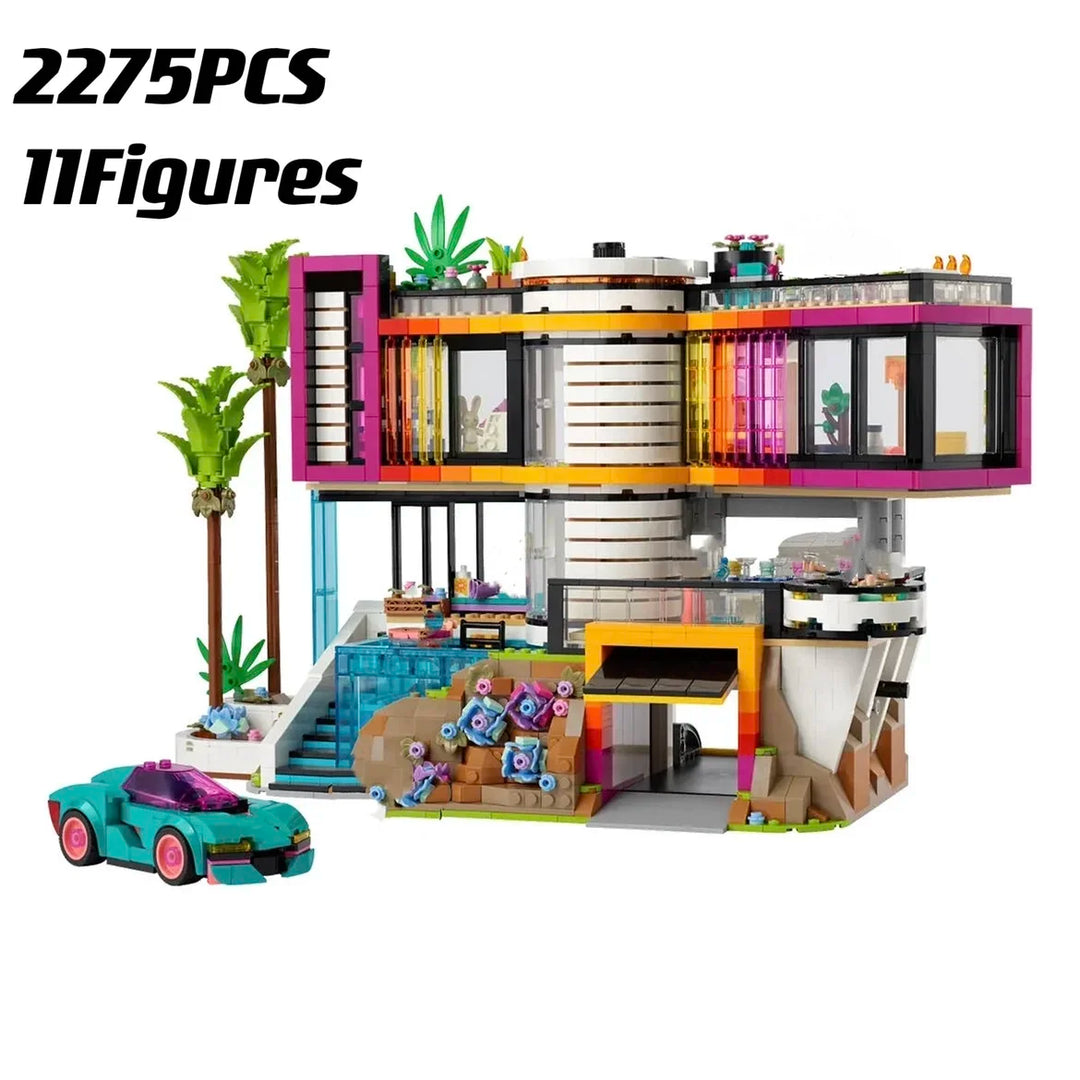 Modern Villa Building Blocks Set - 2275 Pieces with 11 Figures, featuring a colorful and intricate design, perfect for kids and adults, luxury modern architecture model toy